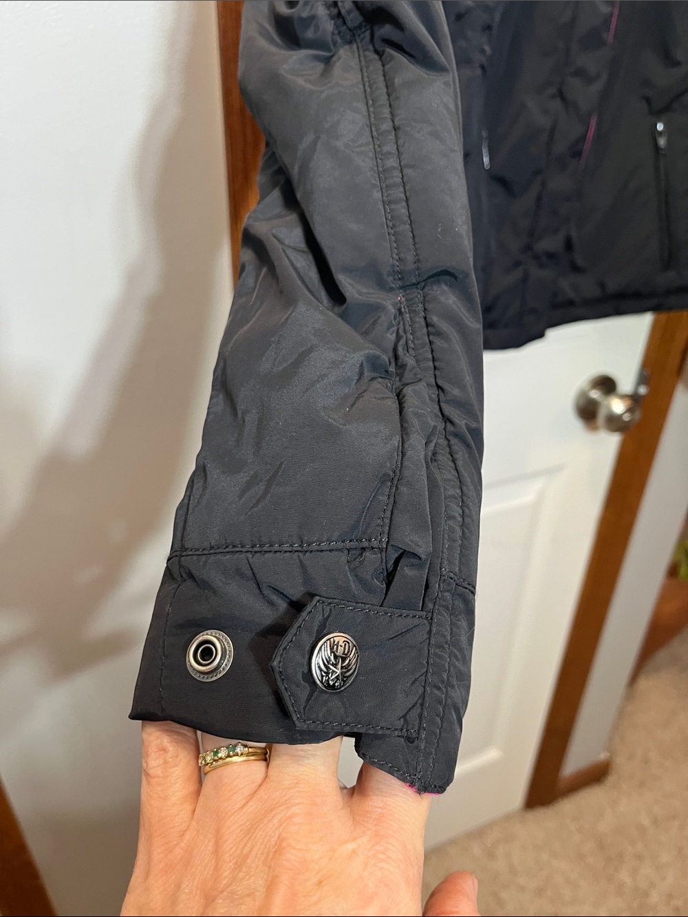 HARLEY DAVIDSON Black & Pink Reversible Med Weight Coat &/or Vest Women’s Large - Picture 6 of 16